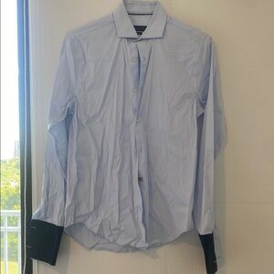 Men's Light Blue Dress Shirt with Black Cuffs